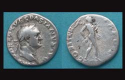 Vespasian, Denarius, Mars Reverse, Scarce!